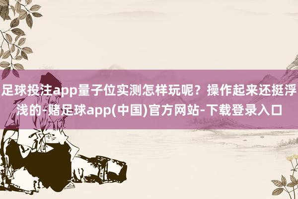 足球投注app量子位实测怎样玩呢？操作起来还挺浮浅的-赌足球